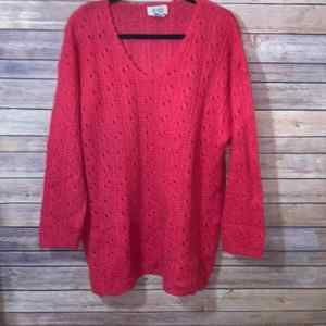 Vintage Sostanza Pink Open Knit Mohair Blend Sweater Size Large Oversize…
